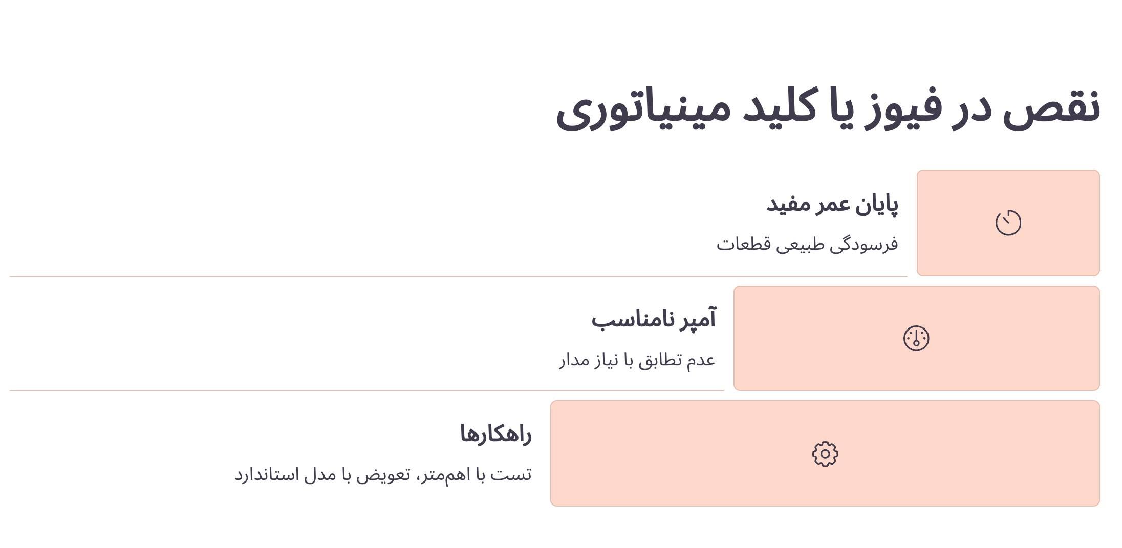 نقص در فیوز یا کلید مینیاتوری